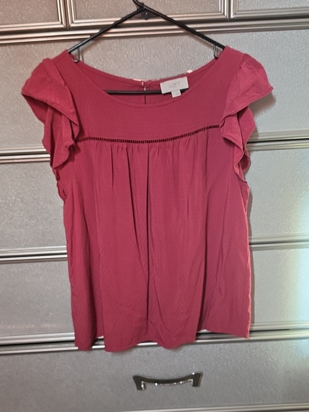 LOFT Rose Pink Ruffle Sleeve Blouse